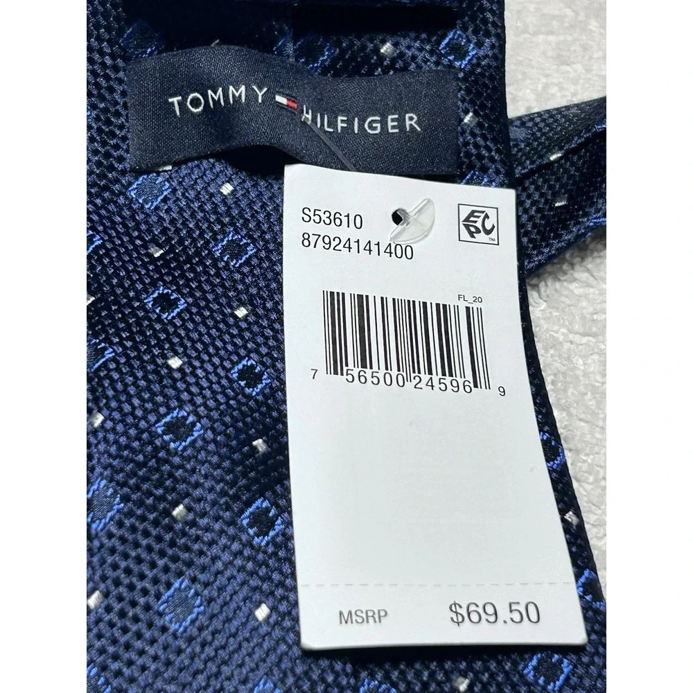 Tommy Hilfiger Blue And White Tie New With MSRP $69.50 Preppy